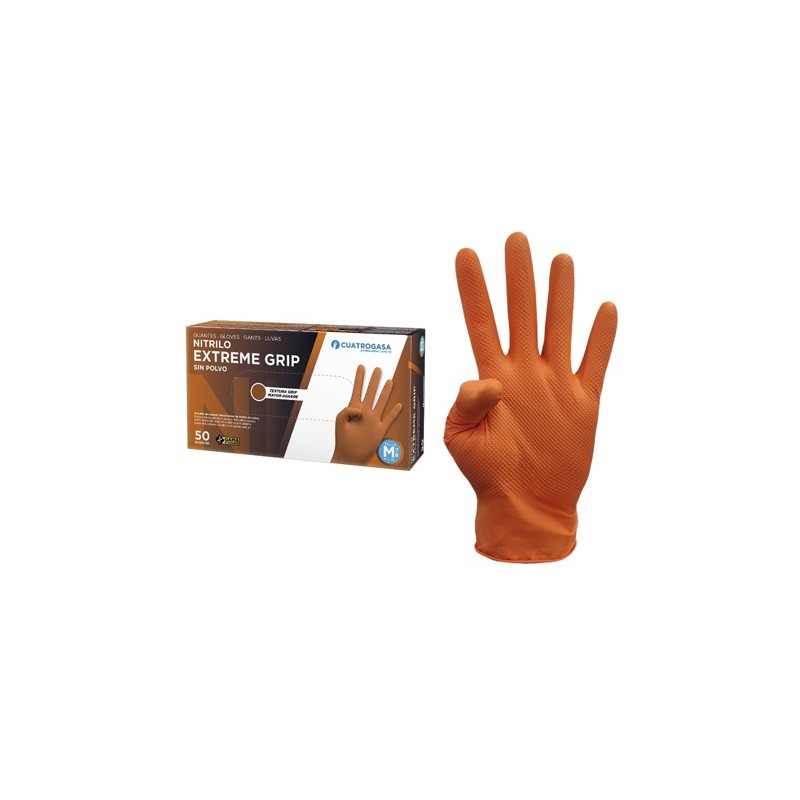 GUANTE DESECHABLE NITRILO NARANJA T-M C50 CU-GDNIT-NA-XGSP-M