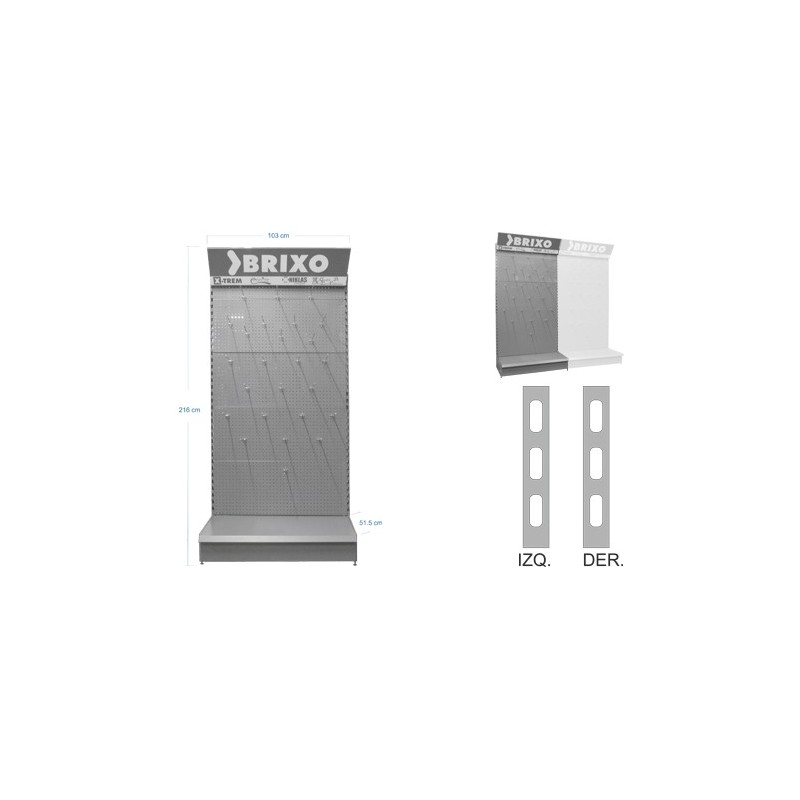 EXPOSITOR CENTRAL BRIXO 1MX2X45 CM.+25 GANCHOS 25CM GRIS