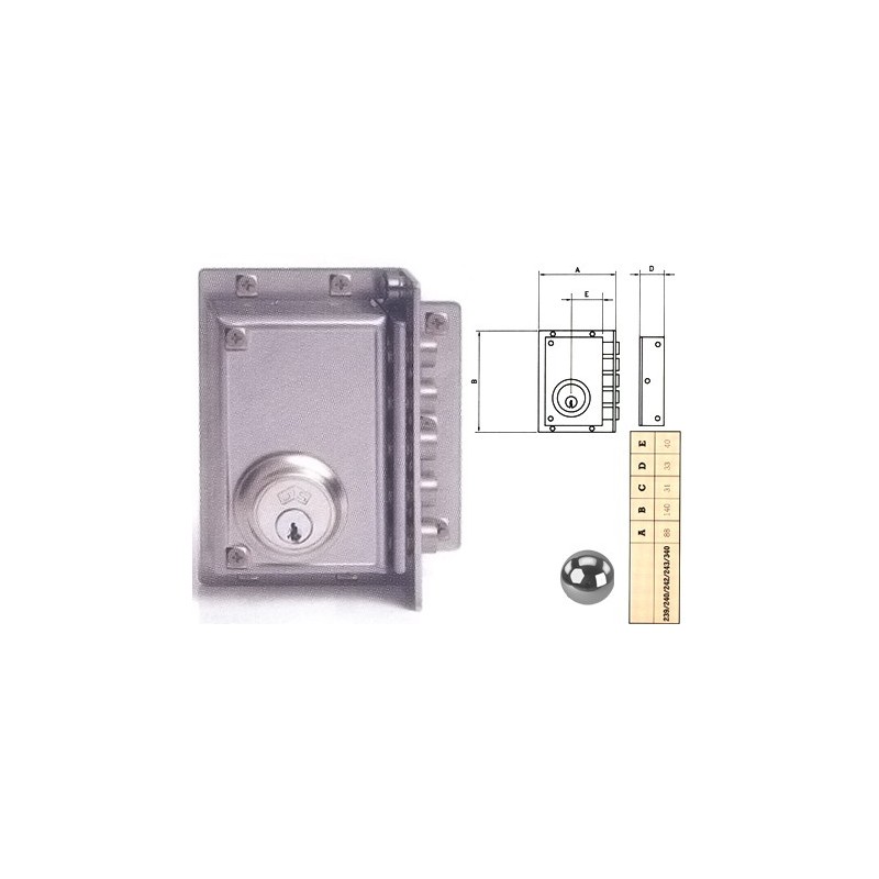 CERRADURA JIS 239 DR CROMO 5 BULONES