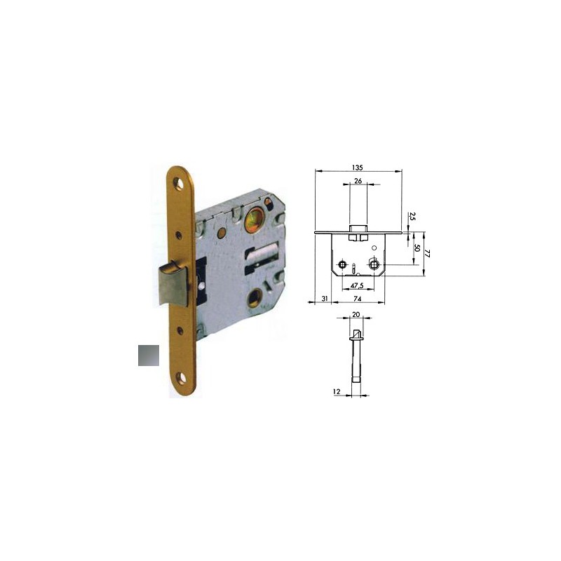 CERRADURA TESA EMBUTIR MADERA 2004 CANTO REDONDO 2004U5R AI