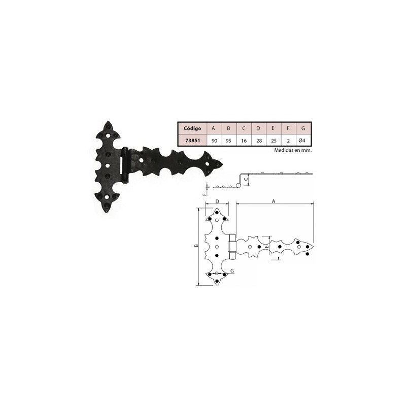 BISAGRA PALA ZORRO   95X90 CODO RF-73851