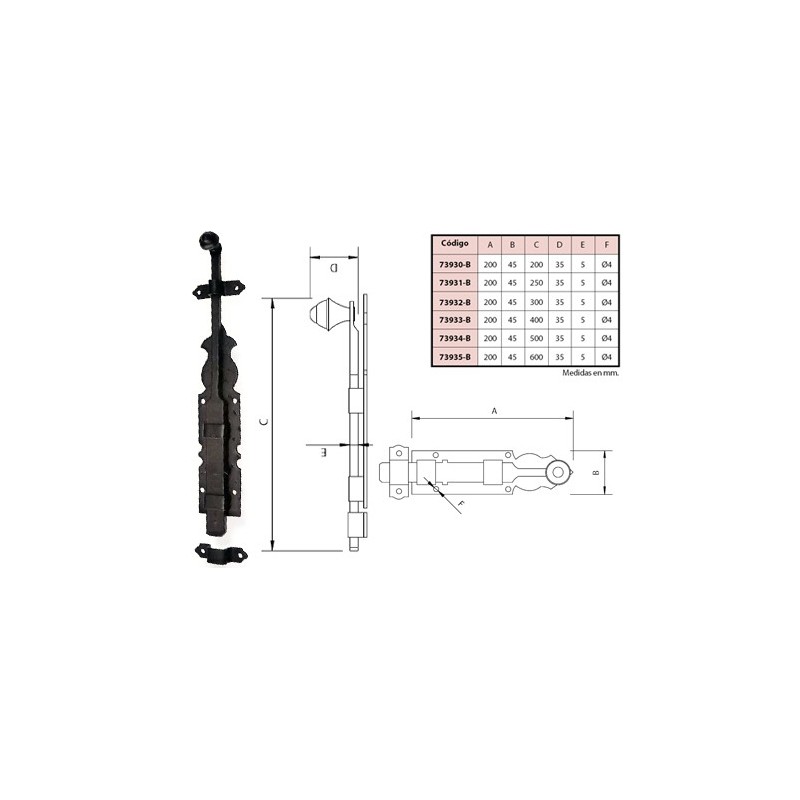 PASADOR ZORRO  500MM. 73934-B