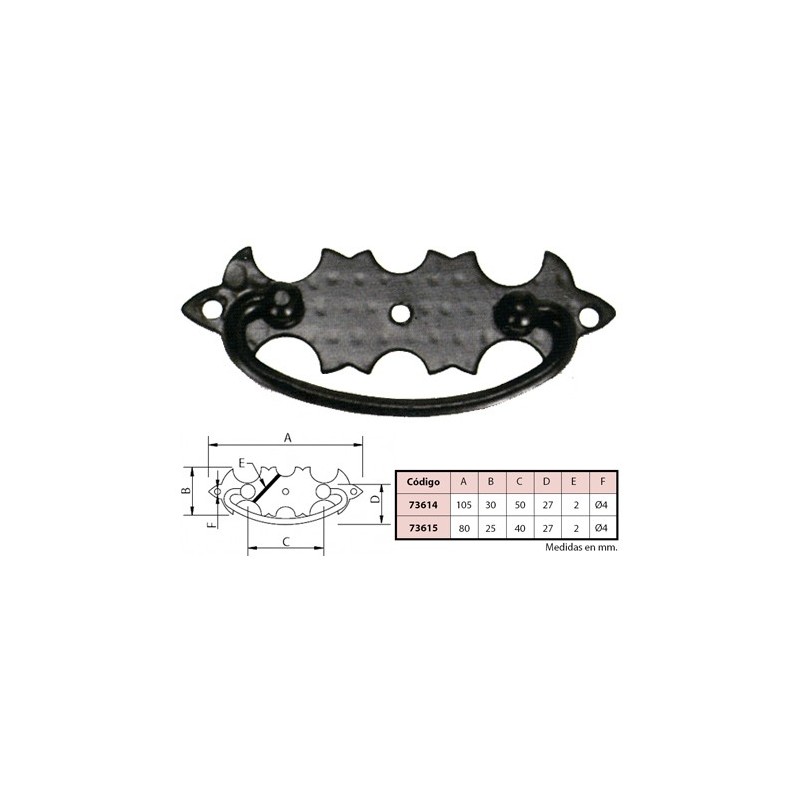 TIRADOR ASA C/PLACA ZORRO  80X25 73615