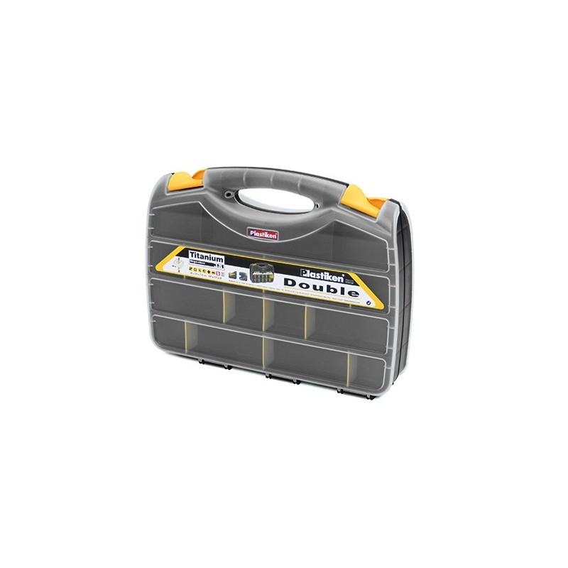 CAJA ORGANIZADORA DOBLE 38X29X8CM TITANIUM NEGRO 80382