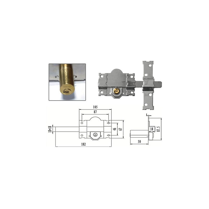 CERROJO BRIXO 182 NIQUEL LLAVE SEGURIDAD INT.-EXT.