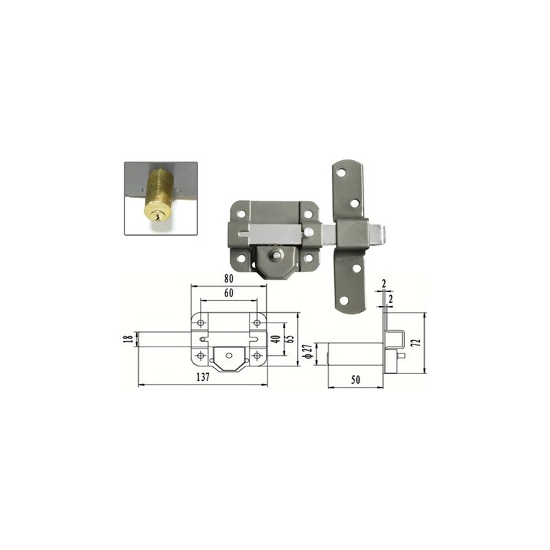 CERROJO BRIXO 137 PINTADO LLAVE EXT. BOTON INT.