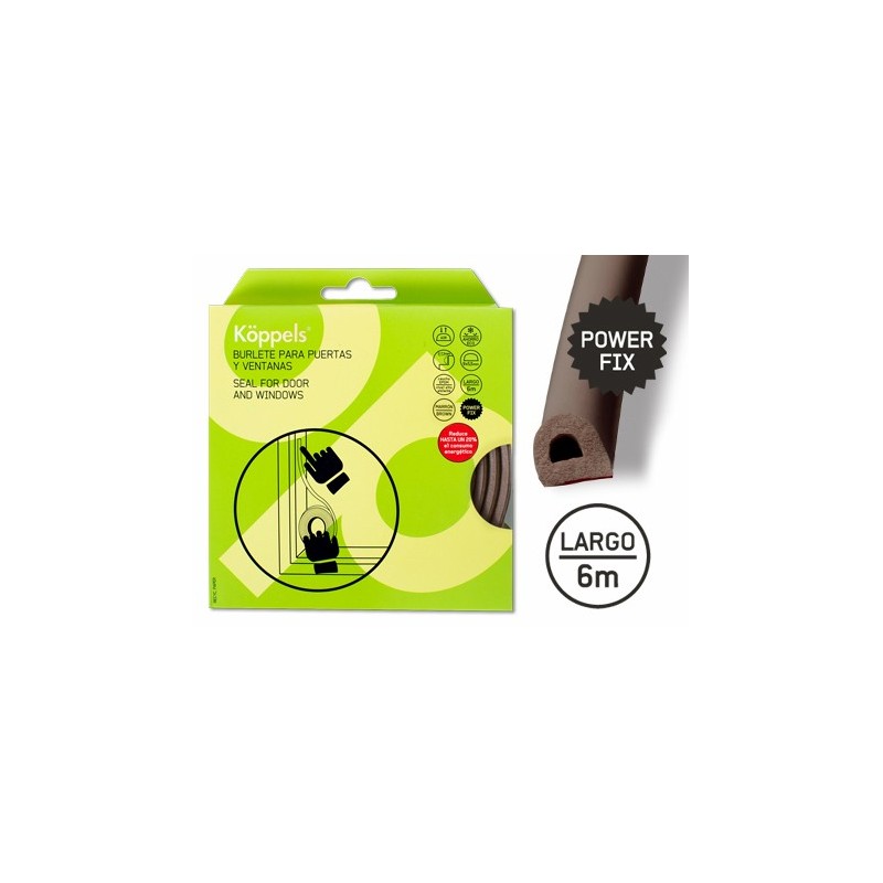 BURLETE PUERTAS / VENTANAS TIPO D ADHESIVO 9X5.5MM. 6M MARRON B2004M