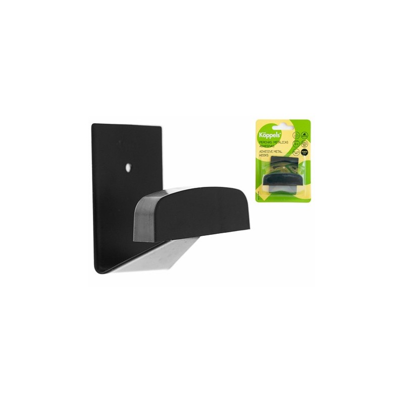 PERCHA GRANDE ACERO ADHESIVA INOX NEGRO M P3003N