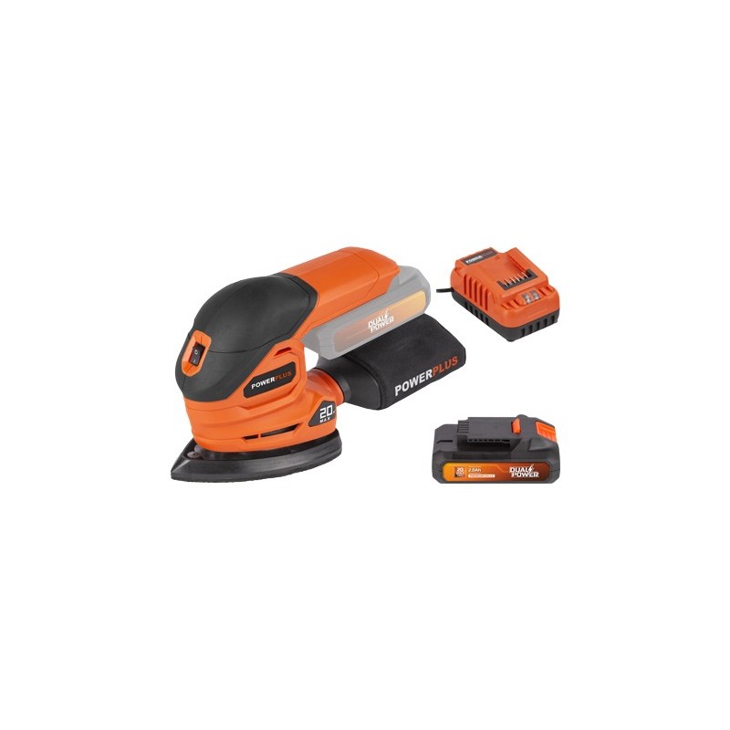 LIJADORA MANO 20V.+BAT. 2,0AH+ CARG. DUAL-PACK POWERPLUS