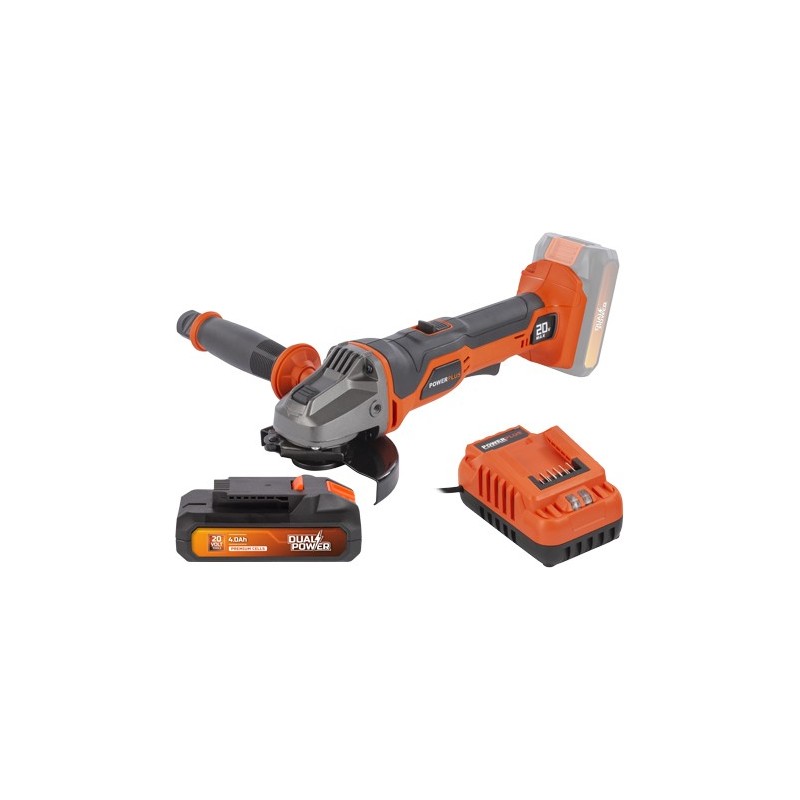 AMOLADORA ANGULAR 115 20V.+BAT. 4,0AH+ CARG. DUAL-PACK POWERPLUS