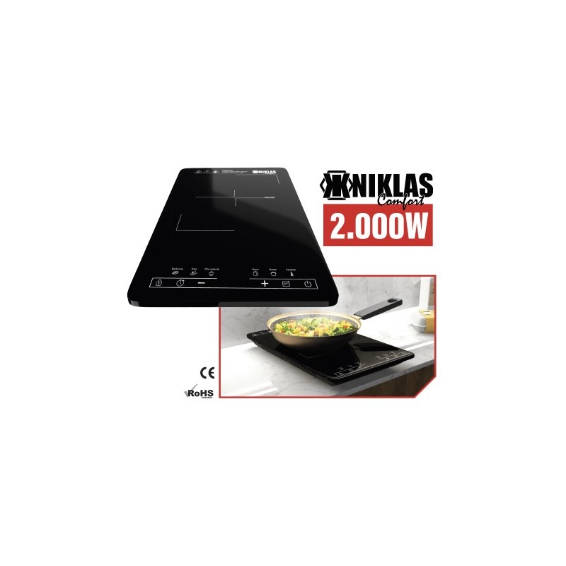 PLACA INDUCCION VITROCERANICA SOBREMESA  2000W 26x32x4,2