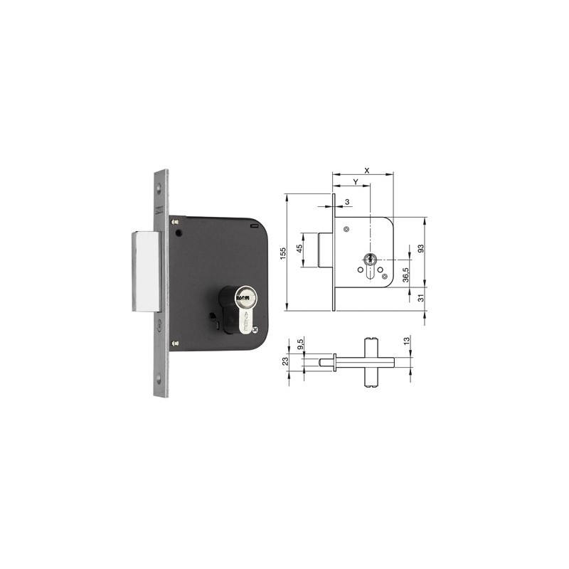 CERRADURA 701-70 HN S/CILINDRO