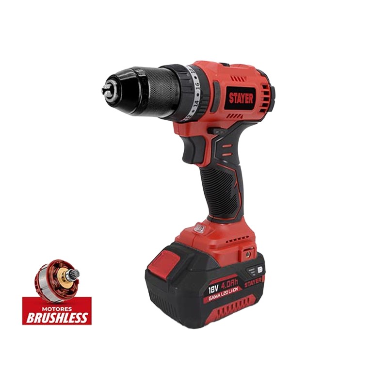 TALADRO BAT. STAYER R PBL 50 2024 PK BRUSHLESS 18V 2X4.0AH 1.2965