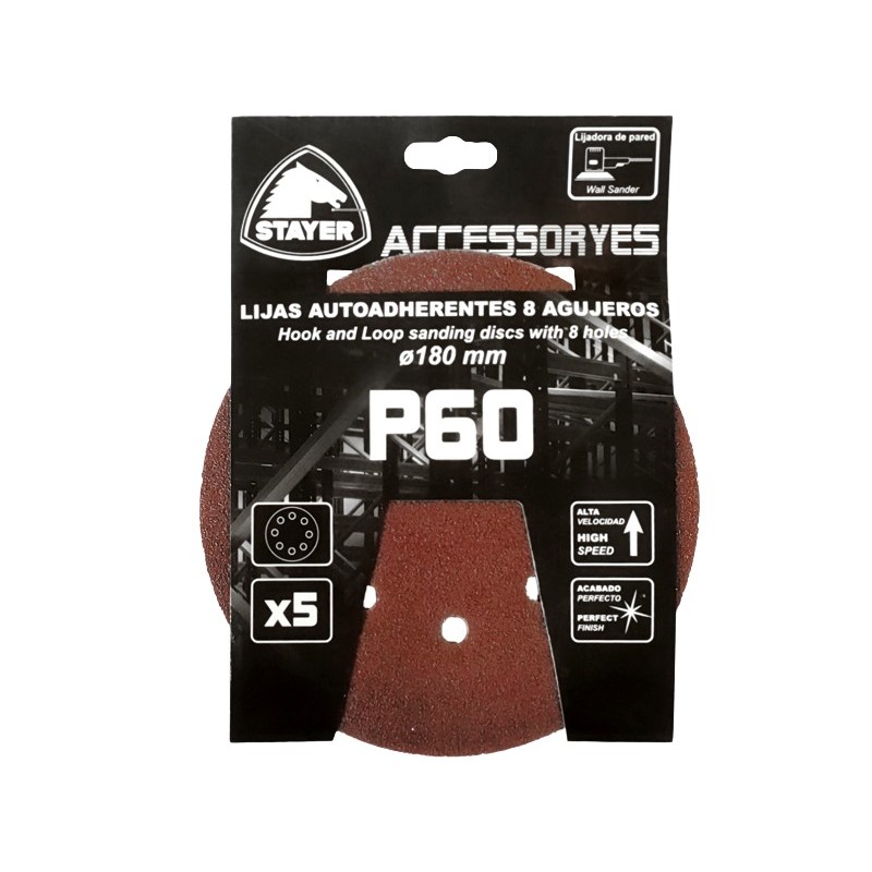 LIJA HP750B STAYER 5U 8 AGUJEROS GR 60 12.0834