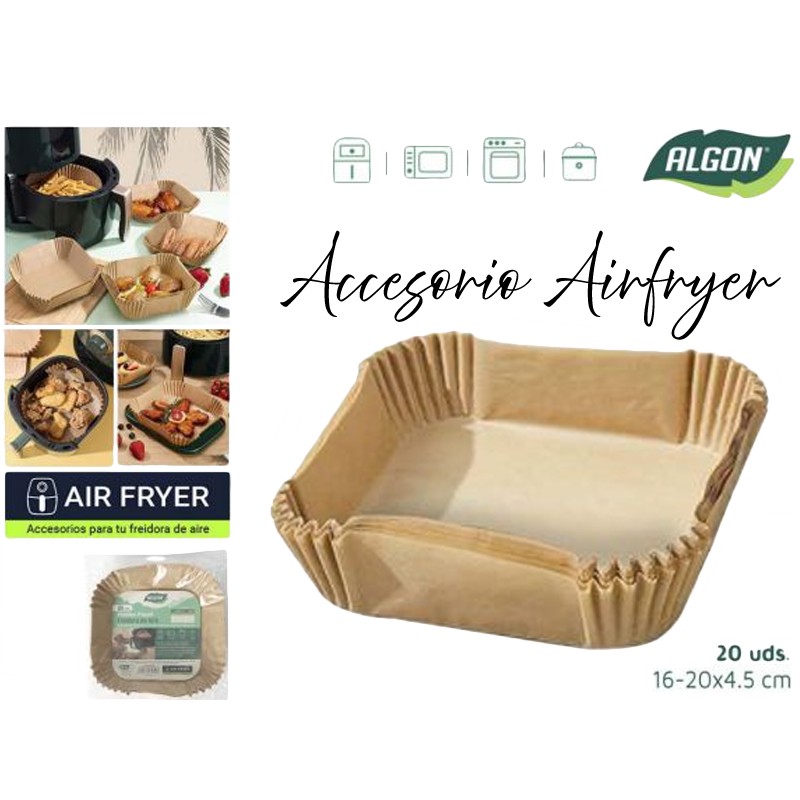 BASE PAPEL AIRFRYER CUADRADO SET 20 UD. 20 CM.