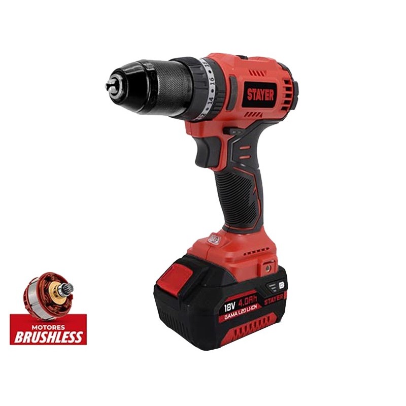 TALADRO BAT. STAYER R PBL 50 2025 PK BRUSHLESS 18V 2X5.0AH 1.2966