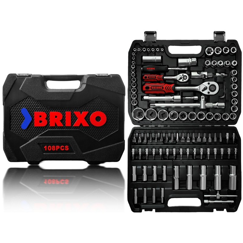 ESTUCHE HERRAMIENTASPROFESIONAL Cr.V 1/4-1/2BRIXO 108 PIEZAS