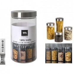 TARRO VIDRIO TAPA ACERO...