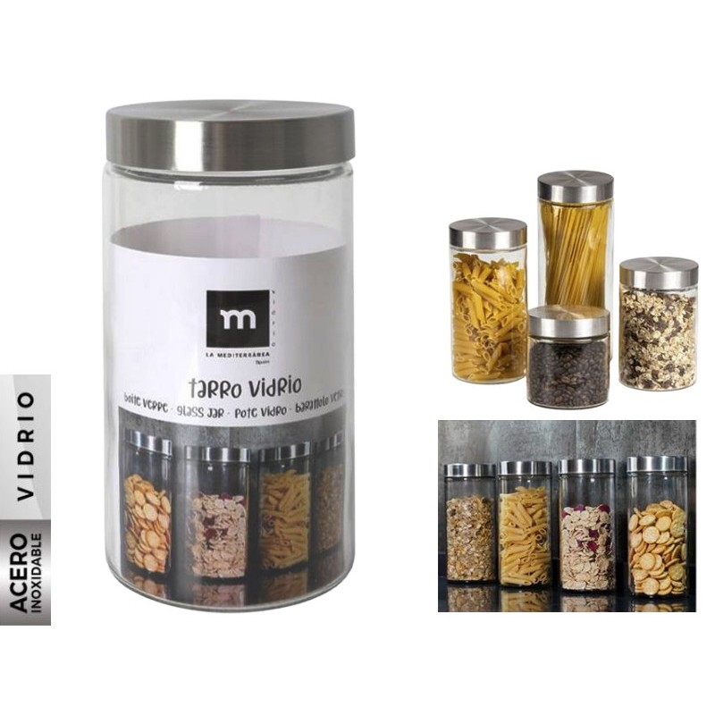 TARRO VIDRIO TAPA ACERO 1,70L. ANNA