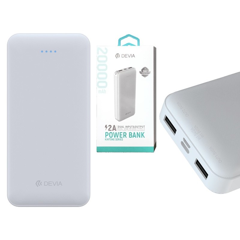 BATERIA EXTERNA 20.000 mAh DEVIA KINTONE MINI BLANCA