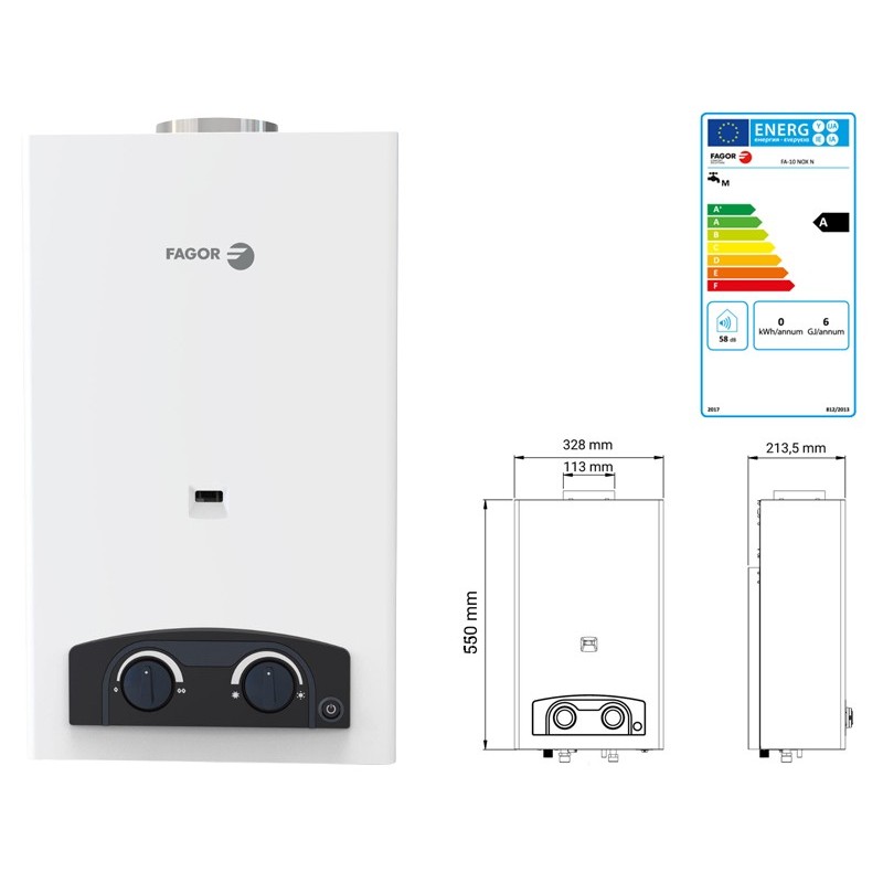 CALENTADOR GAS FAGOR 10 NOX GLP. 7CAFA005