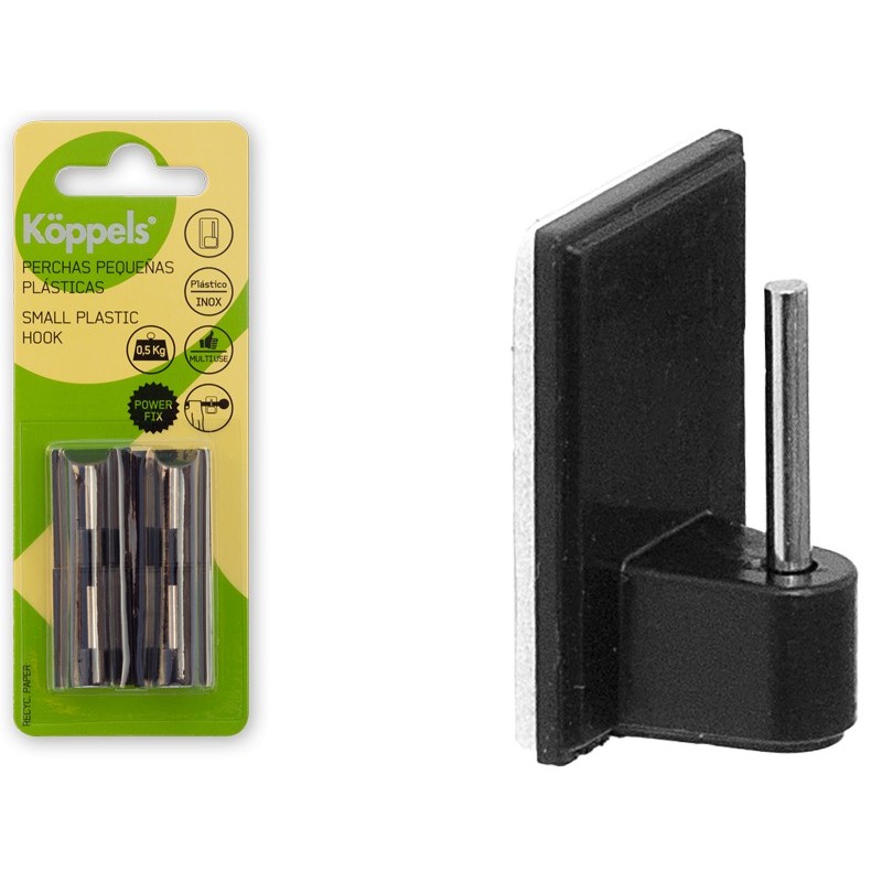 PERCHA VISILLOS MERDIANA PLAST- INOX NEGRO  P1002N (4 und)