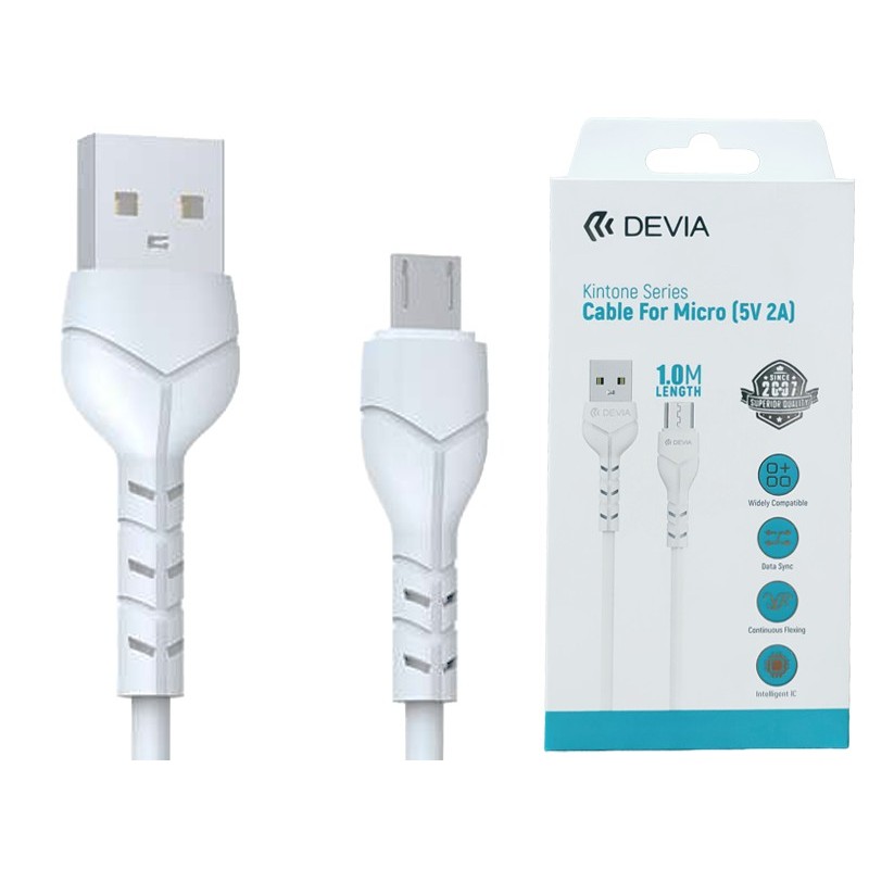 CABLE DEVIA KINTONE USB A - MICRO USB (10,5W 1m) BLANCO