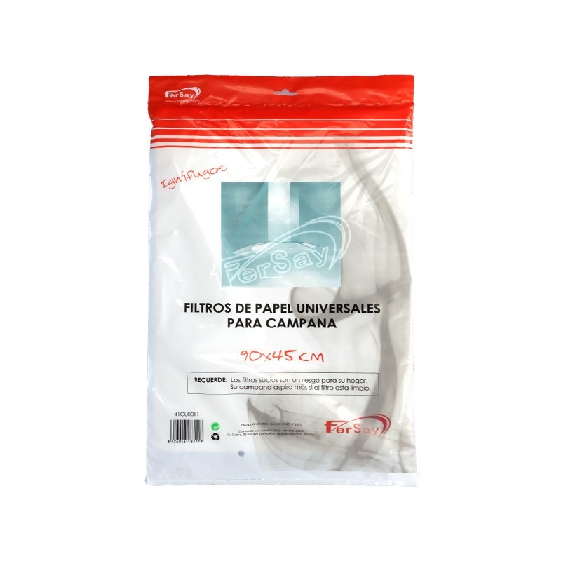 FILTRO CAMPANA UNIVERSAL PAPEL 90X45CM. FERSAY